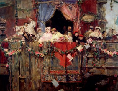 Karnevalscen i Rom Anonym målning. 1800-talets Rom, museo del folklore av Unknown artist