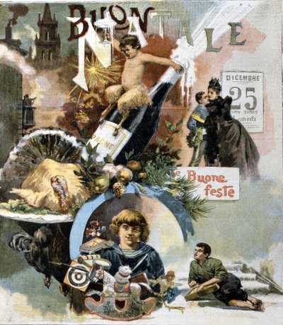 Italienskt gratulationskort till jul. 1893. av Unknown artist