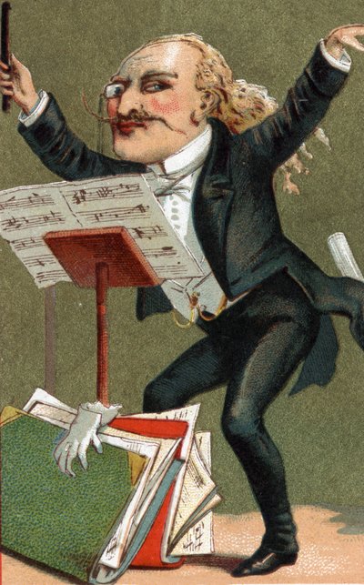 Tecknad film av en dirigent i slutet av 1800-talet. av Unknown artist
