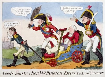 Tecknad film på Napoleon 1er, Louis XVIII och Wellington - i "" Napoleon 1er", Cartoon Collection av Unknown artist