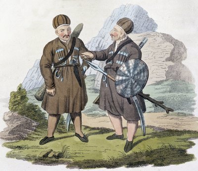 Kaukasiska krigare, deb. 1800-talet av Unknown artist
