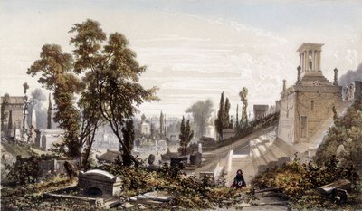 Kyrkogården i Père Lachaise - litografi av Unknown artist