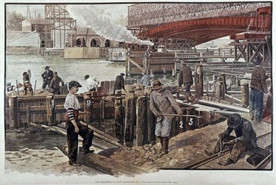 Konstruktion av Alexandre III-bron - i "" Le petit journal"" 05/1899 av Unknown artist