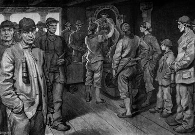 Charbonnieres som pryder statyn av Saint Barbe. Gravyr i "The Journal of Youth" av Unknown artist