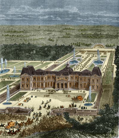 Chateau de Vaux Le Vicomte (Vaux-Le-Vicomte) på kung Ludvig XIV:s tid. Gravyr av 1800-talet. av Unknown artist