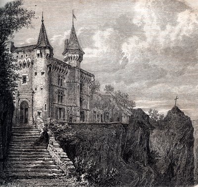 Chateau de la Rochelambert (chateau-de-la-rochelambert) vid Saint Paulien - Haute-Loire - Auvergne-Rhône-Alpes - gravyr omkring 1867 av Unknown artist
