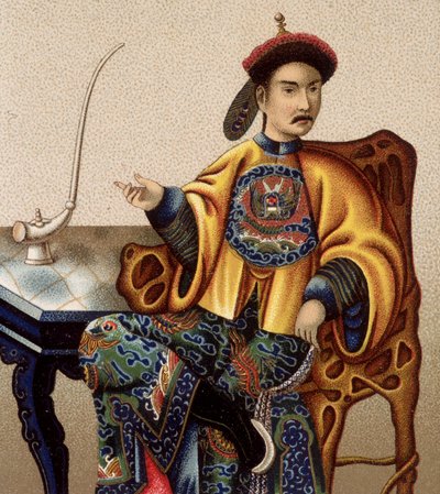Kinesisk aristokrat sitter och röker opium - sd 1800-talet av Unknown artist