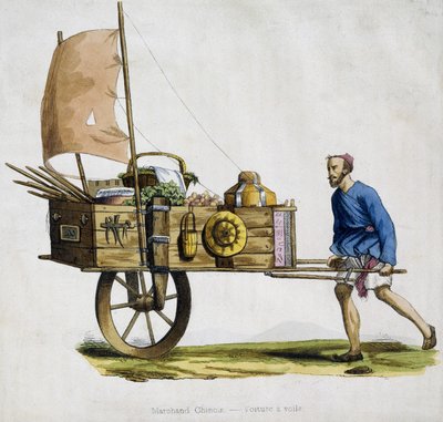 Kinesisk köpman och hans segelvagn av Unknown artist
