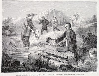 Kinesisk tvättande guldsand i Kalifornien av Unknown artist