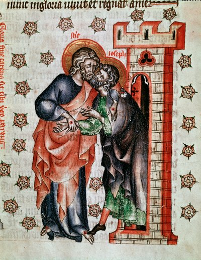 Kristus farväl (Jesus Kristus och Josefs farväl) Miniatyr målad i "The Passion of the Abbedss Cunegonde"" av Unknown artist
