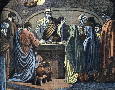 Kristna i katakomberna firar påsk Illustration från "Le Pelerin av Unknown Artist