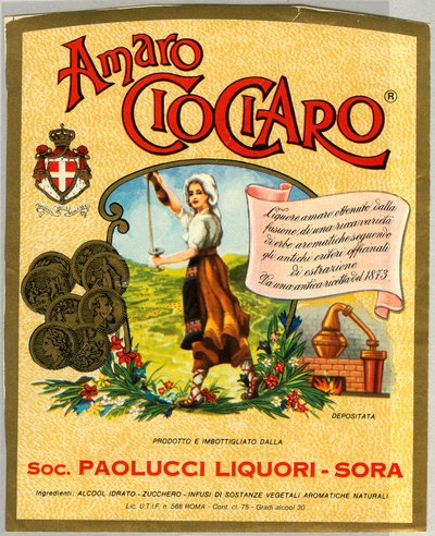Ciociaro amaro alkoholreklam (kromolitografi, sent 1800-tal) av Unknown artist