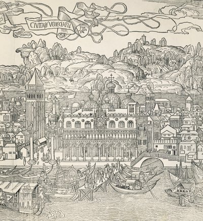 Staden Venedig, Italien, gravyr av Unknown artist