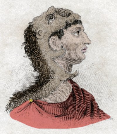Antikens civilisation: Porträtt av kung Filip II av Makedonien (382-336 f.Kr.), far till Alexander den store. Gravyr av 1800-talet. av Unknown artist
