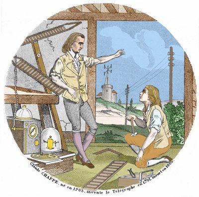 Claude Chappe (1765 - 1807), fransk ingenjör uppfann telegrafen 1791. av Unknown artist