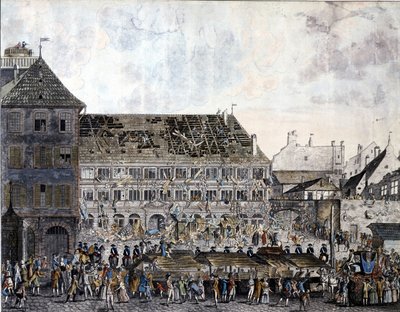 Klättring och plundring av stadshuset (rådhuset) i Strasbourg, 21 juli 1789. av Unknown artist