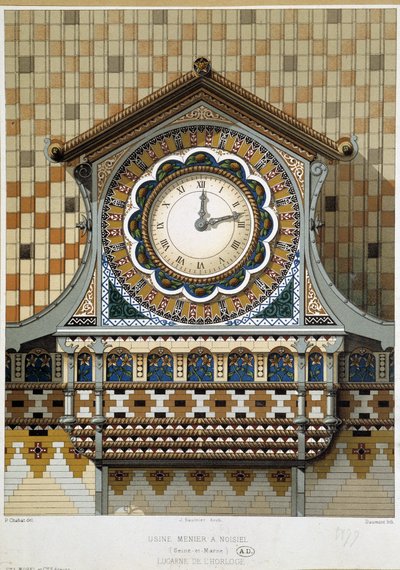 Klockfönster från Menier-fabriken i Noisiel (Seine-et-Marne). av Unknown artist