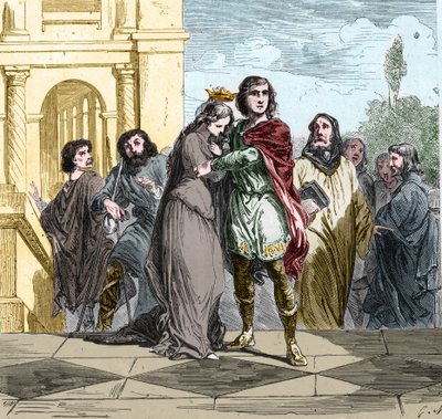 Clovis II, kung av frankerna (v.633-657) köpte Sainte Bathilde (eller Batilde, Bathylle, Beaudour) (626-680). av Unknown artist