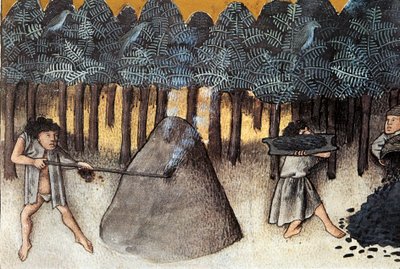 Kolbrytning, Miniatyr hämtad från De natura rerum, av Thomas de Cantimpre (1201-1272) Granada från 1200-talet. Universitetsbiblioteket av Unknown artist