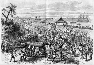 Cochinchine: årlig draktåg organiserad av församlingen i Saigon 1865. av Unknown artist