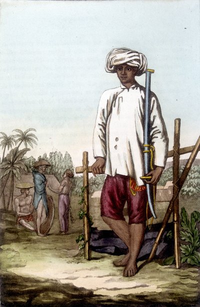 Kokinesisk soldat. Library of Decorative Arts of Paris "Den gamla och moderna kostymen" av Unknown artist