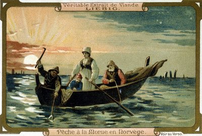 Torskfiske i Norge. Förpackning Liebig produkter. av Unknown artist