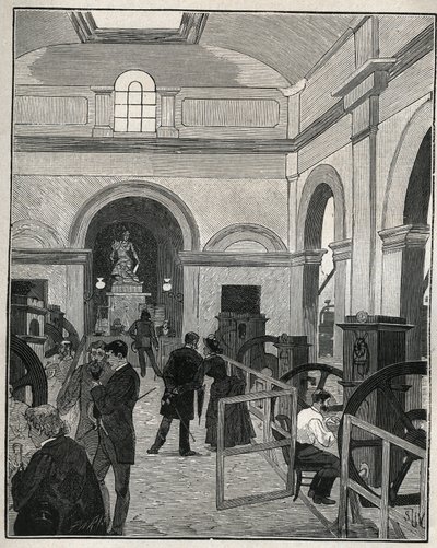 Myntverkstad på Monnaie de Paris. Gravyr från 1885 i "" Les arts et professions illustrés"" av Adolphe BITARD. av Unknown artist