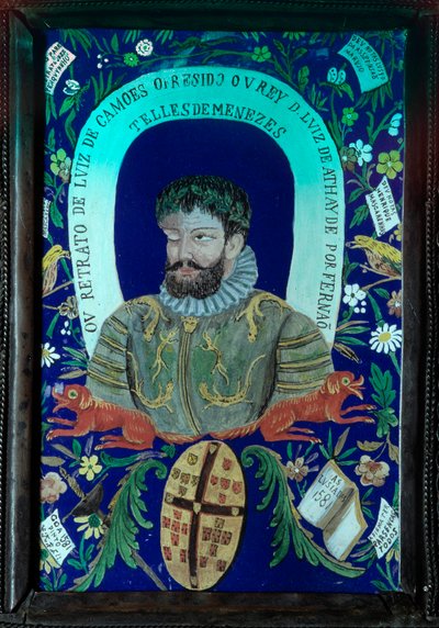 Diktsamling av den portugisiske poeten Luis Vaz de Camoes (1525-1580) dekorerar porträtt. 1500-talet. Lissabon, Nationalmuseet för antik konst av Unknown artist
