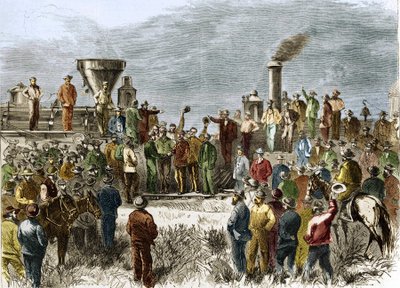 Färdigställande av den första transkontinentala järnvägen den 10 maj av Unknown artist