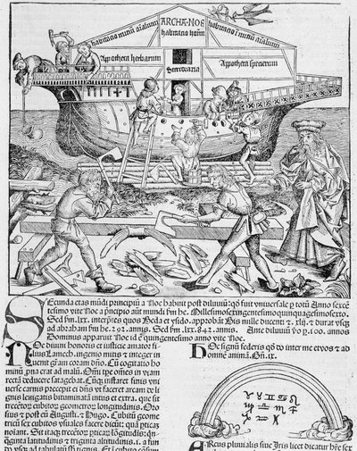 Konstruktion av Noaks ark - i "" Chronicle of Nuremberg"" av Unknown artist