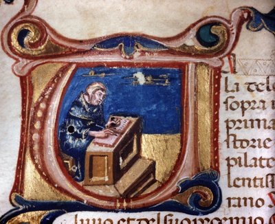 Kopiera munk. 1200-talsmanuskript. Biblioteca Trivulziana, Milano av Unknown artist