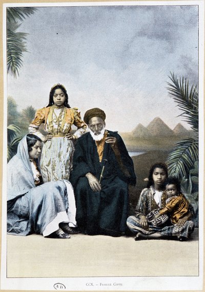 Koptisk familj i Egypten - fotokrom, sent 1800-tal av Unknown artist