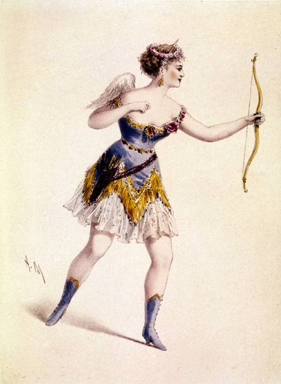 Cora Pearl (1842-1886), engelsk kurtisan, i rollen som Amor i Operan "Orphee to Hell" av Unknown artist