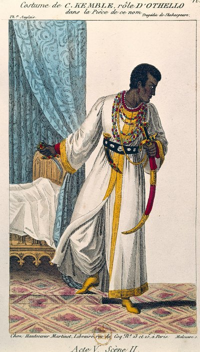 Kostym av komikern Charles Kemble (1775-1854) i rollen som Othello i verket med samma namn av William Shakespeare (1564-1616) 1800-talets Paris. B N av Unknown artist