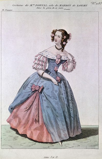 Kostym av Madame Dorval i rollen som Marion de Lorme av Victor Hugo. av Unknown artist