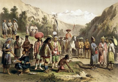 Kostymer från kungariket Ta Ly, södra Kina. Atlas över utforskningsresan till Indokina under åren 1866 - 1868, redigerad av F. Garnier av Unknown artist