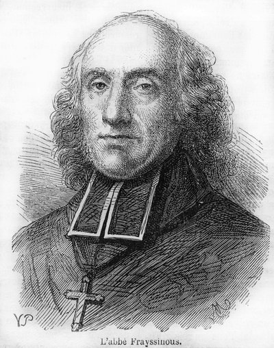Greve Denis de Frayssinous (1765-1841), fransk prelat, biskop av Hermopolis, minister för kyrkliga angelägenheter och offentlig undervisning. Gravyr från 1844. av Unknown artist