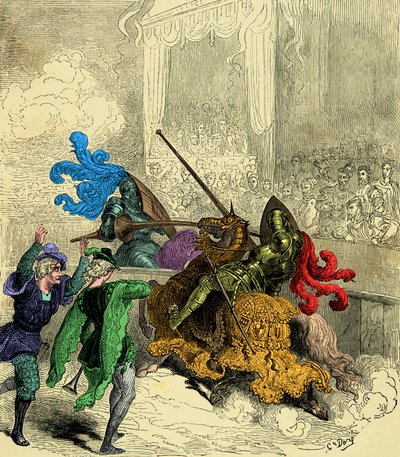 Greve Gabriel de Montgomery skadade kung Henrik II dödligt under en turnering den 30 juni av Unknown artist