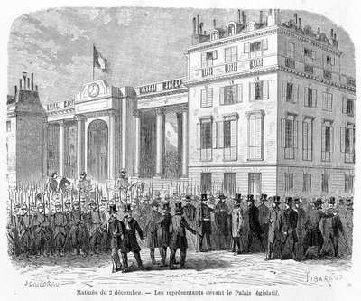 Statskupp: arrestering av deputerade i stadshuset i Paris 10:e arrondissement den 2 december 1851. av Unknown artist