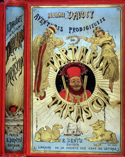 Omslag till Daudets "" Prodigious Adventures of Tartarin de Tarascon". av Unknown artist