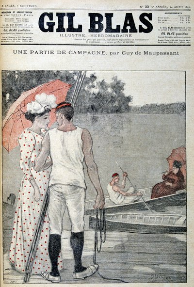 Omslag till "" Gil Blas"" som illustrerar "" A part of the Campaign""" av Guy de Maupassant. 14/08/1892. av Unknown artist