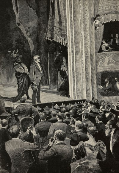 Publiken jublar åt Giuseppe Verdi (1813-1901) i slutet av operan Falstaff, 18 april av Unknown Artist
