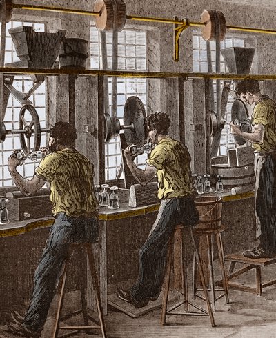 Kristall- och glasskärning - Polering av kristallglas av Unknown artist