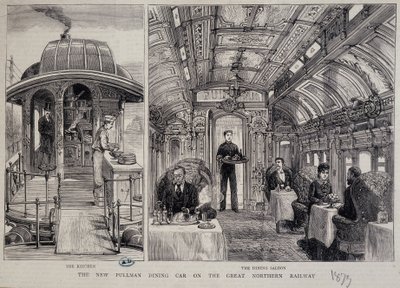 Mat och restaurang av en Pullman vagn - gravyr av Unknown artist