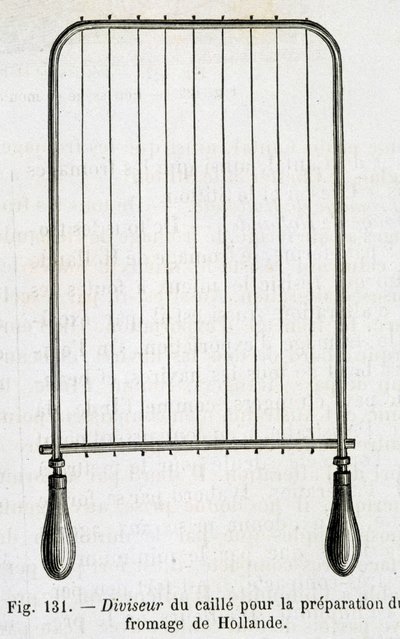Ostmassaavdelare för beredning av holländsk ost - i "" Industrins underverk"" av Louis Figuier av Unknown artist