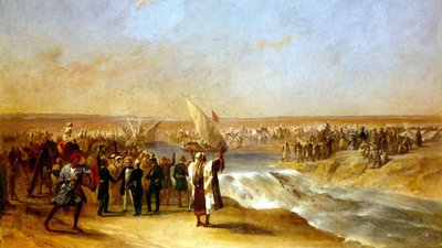 Att skära igenom den sista delen av bassängen på Suez-slätten av hans excellens Ali Pascha den 15 augusti 1869 av Unknown