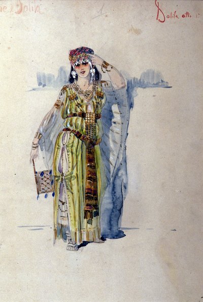 Dalila kostym för första akten av operan "" Samson och Dalila"" av Camille Saint Saens (Saint-Saens). 1877 av Unknown artist