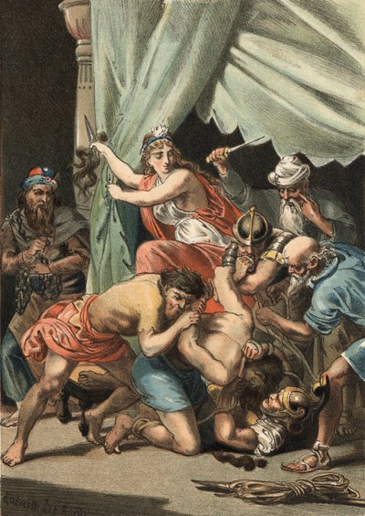 Dalila klipper Simsons hår för att göra honom sårbar och boken för filistéerna av Unknown artist