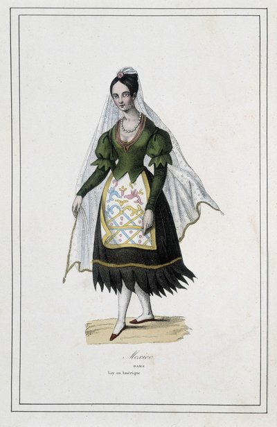Dame de Mexico - i "De olika folken på jorden"" av Fader Paul Jonhanneaud, Librairie des Bons livres av Unknown artist