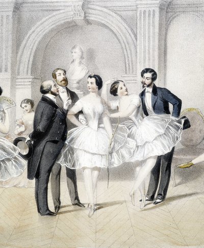 Dansare omgivna av män i den romantiska eran - n.d. av Unknown artist